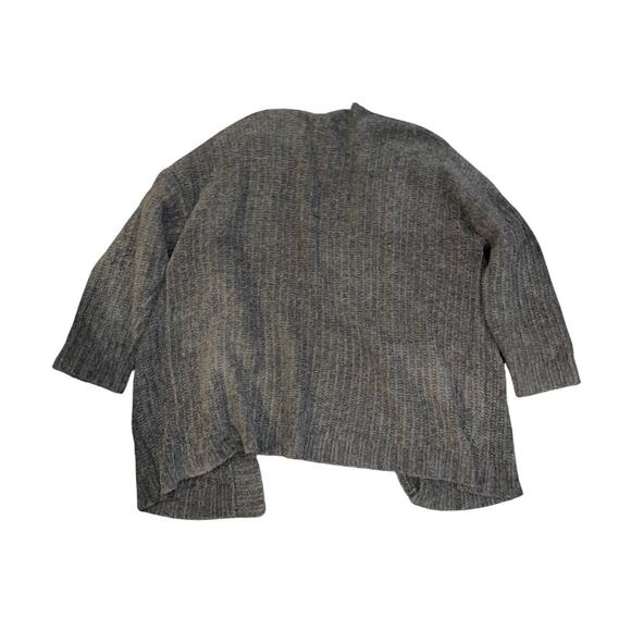 American Eagle Gray Open Front Chunky Knit Cardigan Pockets Size Medium - Picture 2 of 4